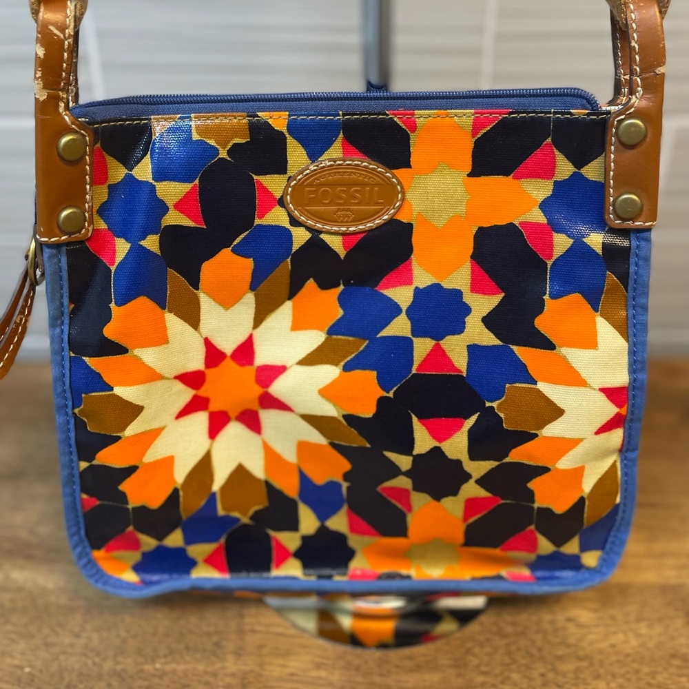 Fossil | Key-Per | Crossbody | Starburst Repeating Print | Vibrant | ZB5600